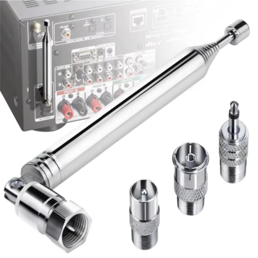 FM Radio Antenna Indoor FM Telescopic Antenna 75 Ohm F Type Male Plug Connector Adapter Table Top Radio HiFi Stereo Receiver