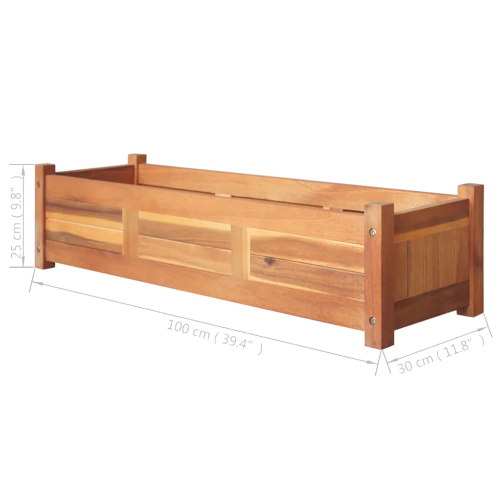 Garden Raised Beds 2 Pcs Acacia Wood 100 X 30 X 25 Cm