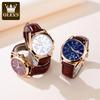 OLEVS 2872 Chronograph Men's Wristwatches Leather Strap Waterproof Luminous Original Quartz Watch for Men Luxury Sport Man Watch