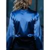 Women's Spring New Style Elegant Commuting Long-Sleeve Shirt Satin Color-Block Blouse