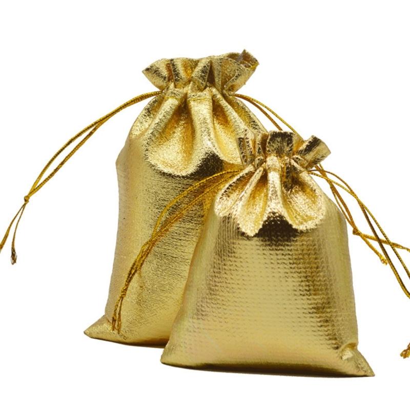 50 Stück Schmuckverpackung Stoffbeutel Gold Silber Tuch Kordelzug Geschenkverpackungsbeutel 7x9cm 9x12cm Hochzeitsgeschenk Aufbewahrungsbeutel