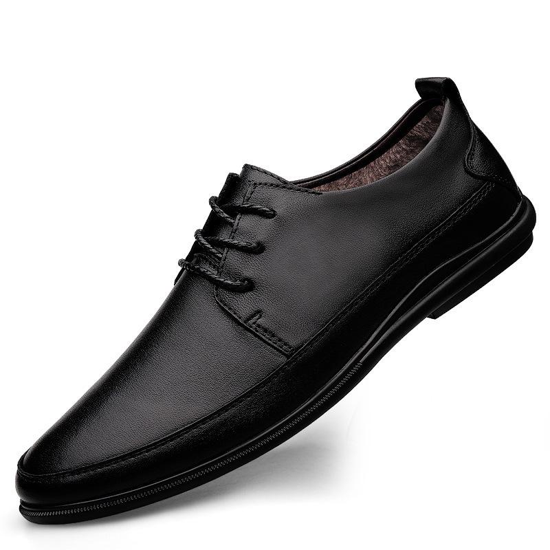 Men's British Style Soft Sole Lace-up Leather Loafers - Casual, Formal, Large Size