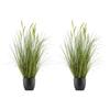 Artificial Grass Plant, 2 Pack 889mm Cattail Grass In Pot, Premium PVC Faux Fake Greenery Shrubs Plant for Indoor Outdoor House Home Garden Office