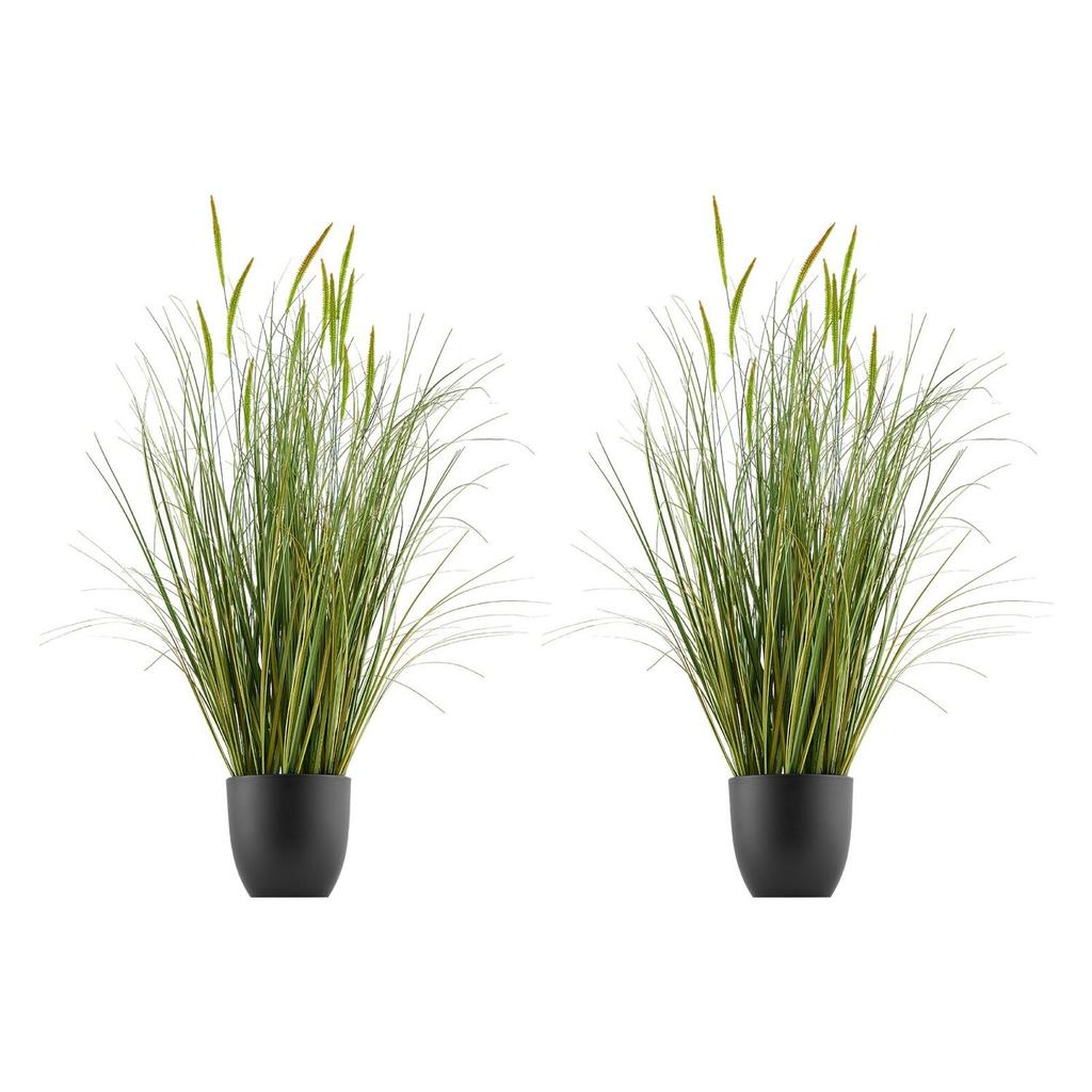 Artificial Grass Plant, 2 Pack 889mm Cattail Grass In Pot, Premium PVC Faux Fake Greenery Shrubs Plant for Indoor Outdoor House Home Garden Office