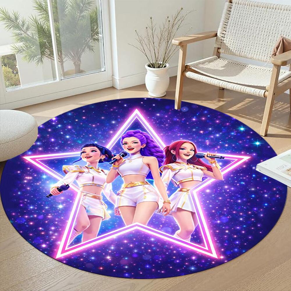 K-pop Round Floor Mat Suitable for Study Room Entryway Bedrooms Hallway Antislip Round Carpet Office Home Decor