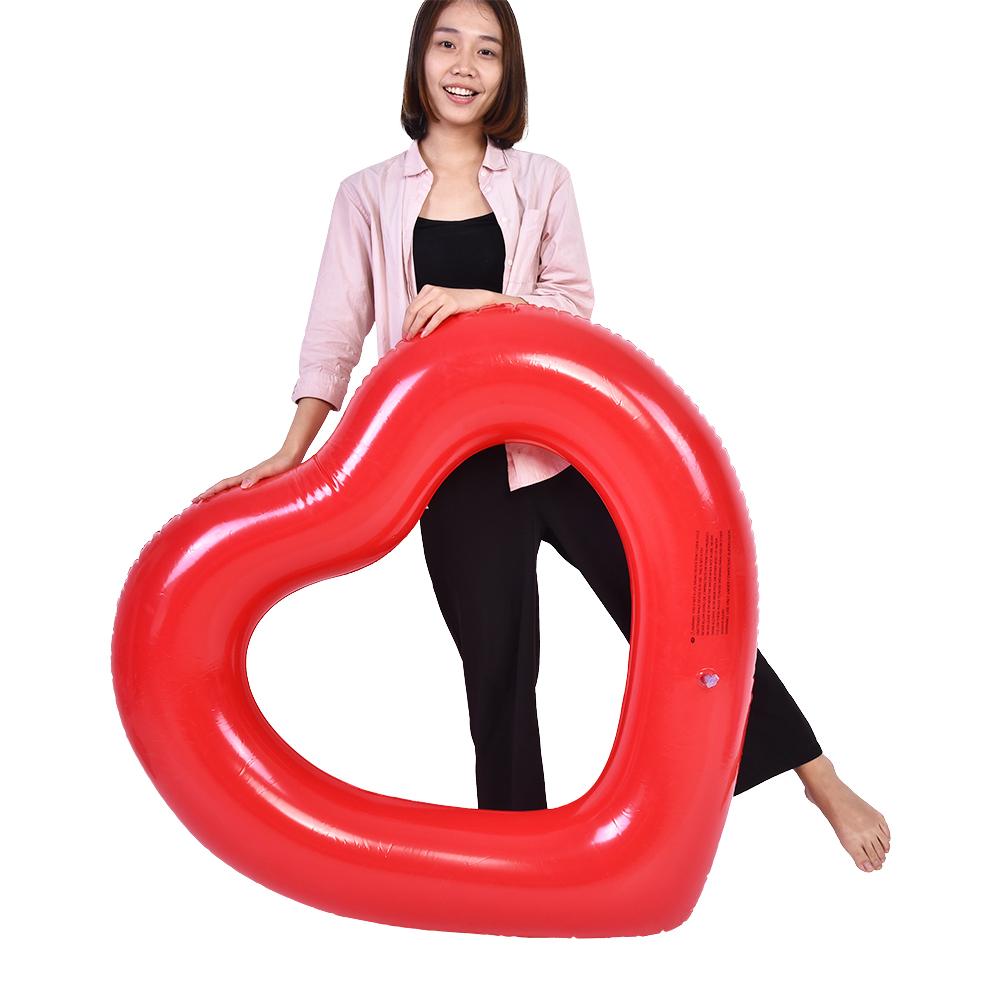 Lovely Heart Shaped Inflatable Swim Swimming Pool Float Ring Toy for Kids Adults(Red)