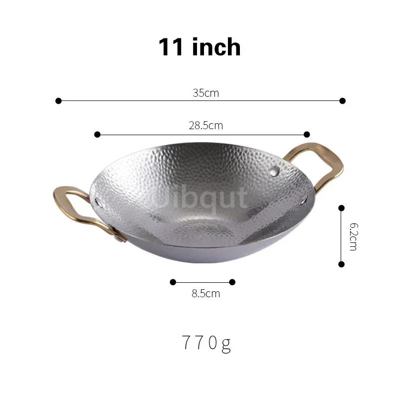 Pot cub Golden Double Ear Bar Cauldron Commercial round Bottom Small Hot Pot Creative Thickened Stainless Steel Dry
