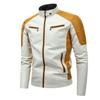 Biker Jacket Stylish Contrast Colors Classic Biker Overcoat Motor Men Jacket Motorcycle Baseball Men Y2K-Harajuku Patchwork