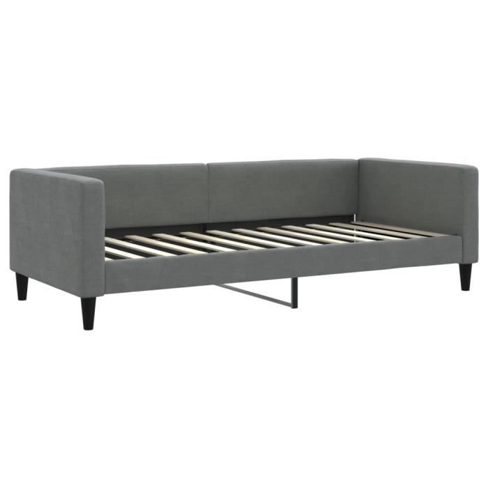 VidaXL Lit de jour avec matelas gris foncé 90x200 cm tissu 3196561