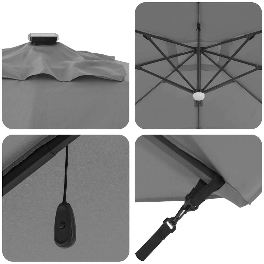 Roma Sun Umbrella with LED Light Strips Anthracite 351 X 250 X 253 Cm
