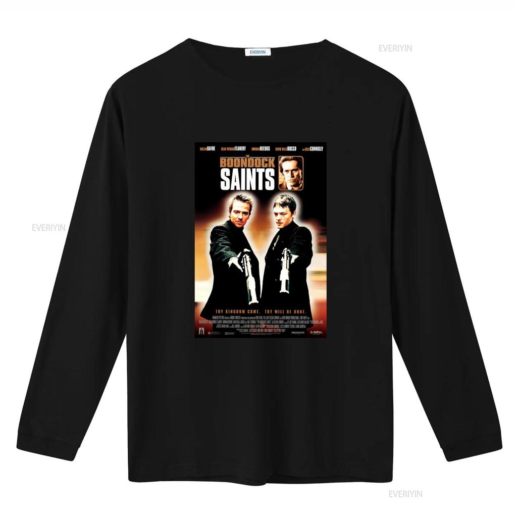 The Boondock Saints Movie Poster Inspired Black T Shirt Cool Design for Fans Vintage Washed Soft Graphic Homme Stretched