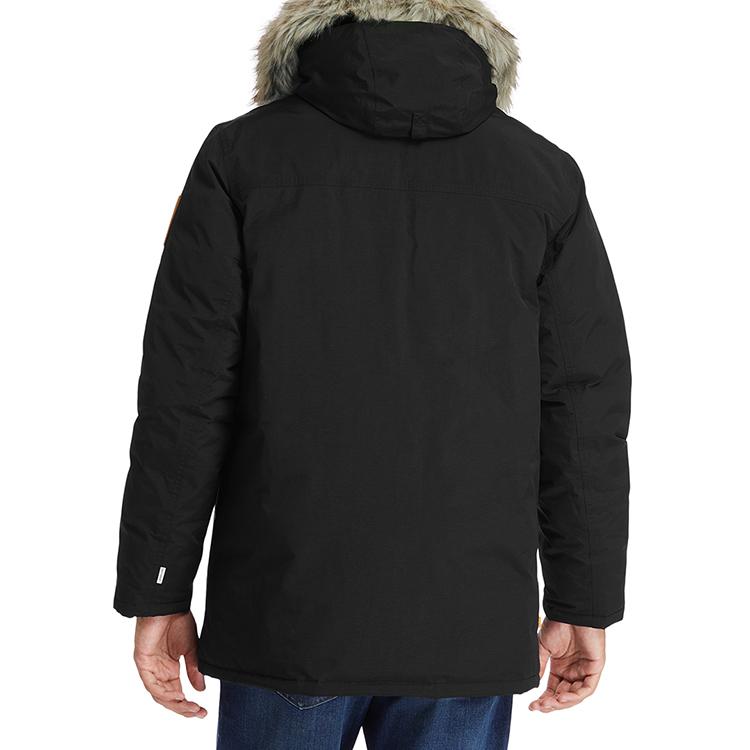 Timberland Mid-Length Warm Fur-Lined Hooded Cotton Jacket Men Outerwear Black A2ETY-001