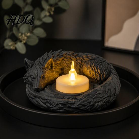 Wolf Candle Holder Shaped Candlestick Holder Matte 3D Print Stand Rustic Tea Light Stand Animal Tealight Candles Ornament for Home Fireplace