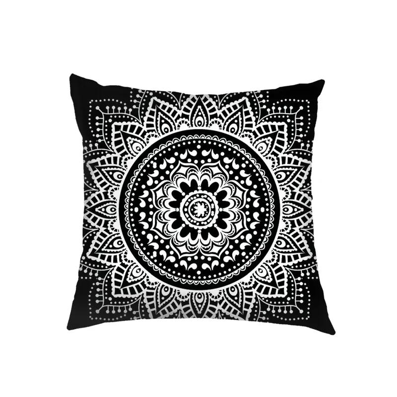 Mandala Floral Print Pillow Case Turkish Blue Evil Eye Cushion Sofa Cases Home Square Throw Pillow Cover Living Room Decoration