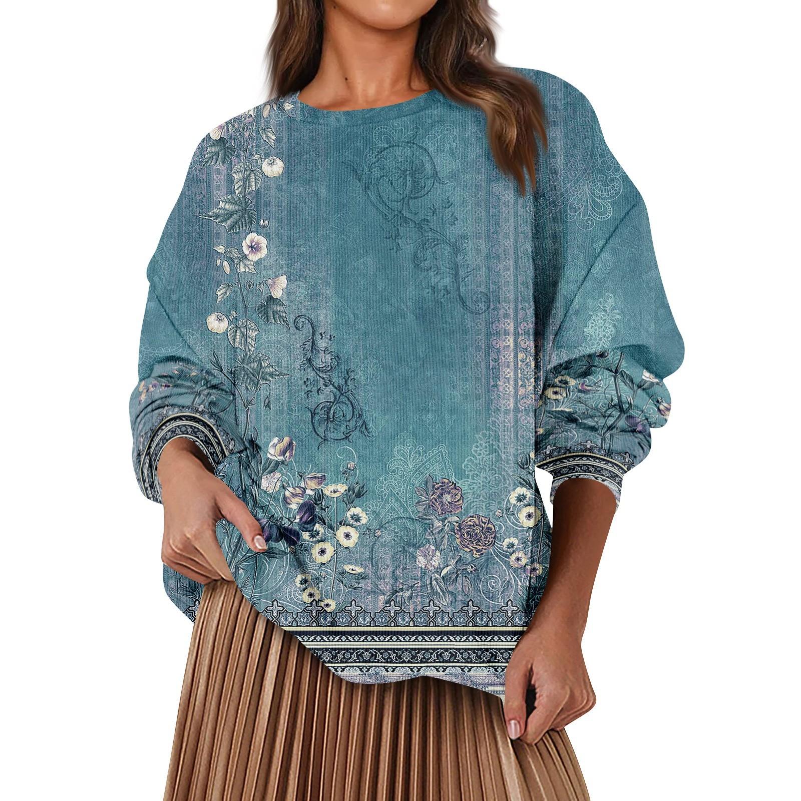 

Женская модная повседневная толстовка с круглым вырезом и длинным рукавом в стиле ретро с принтом XXXL