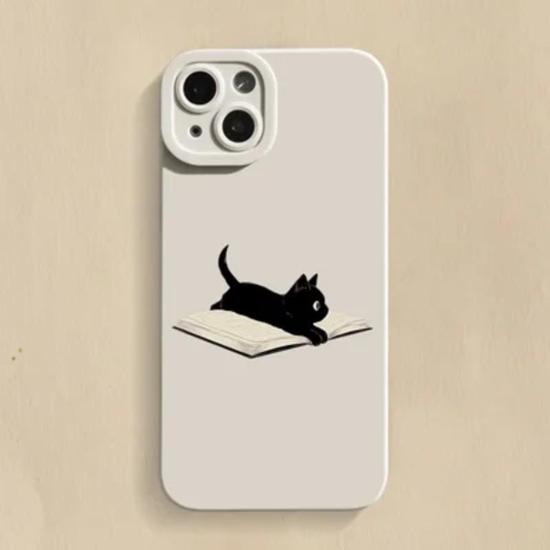 Cartoon Mischievous Cat Silicone Phone Case For iPhone 16 15 14 13 12 11 Pro Max X XR XS 7 8 Plus SE 2020 Shockproof Back Cover