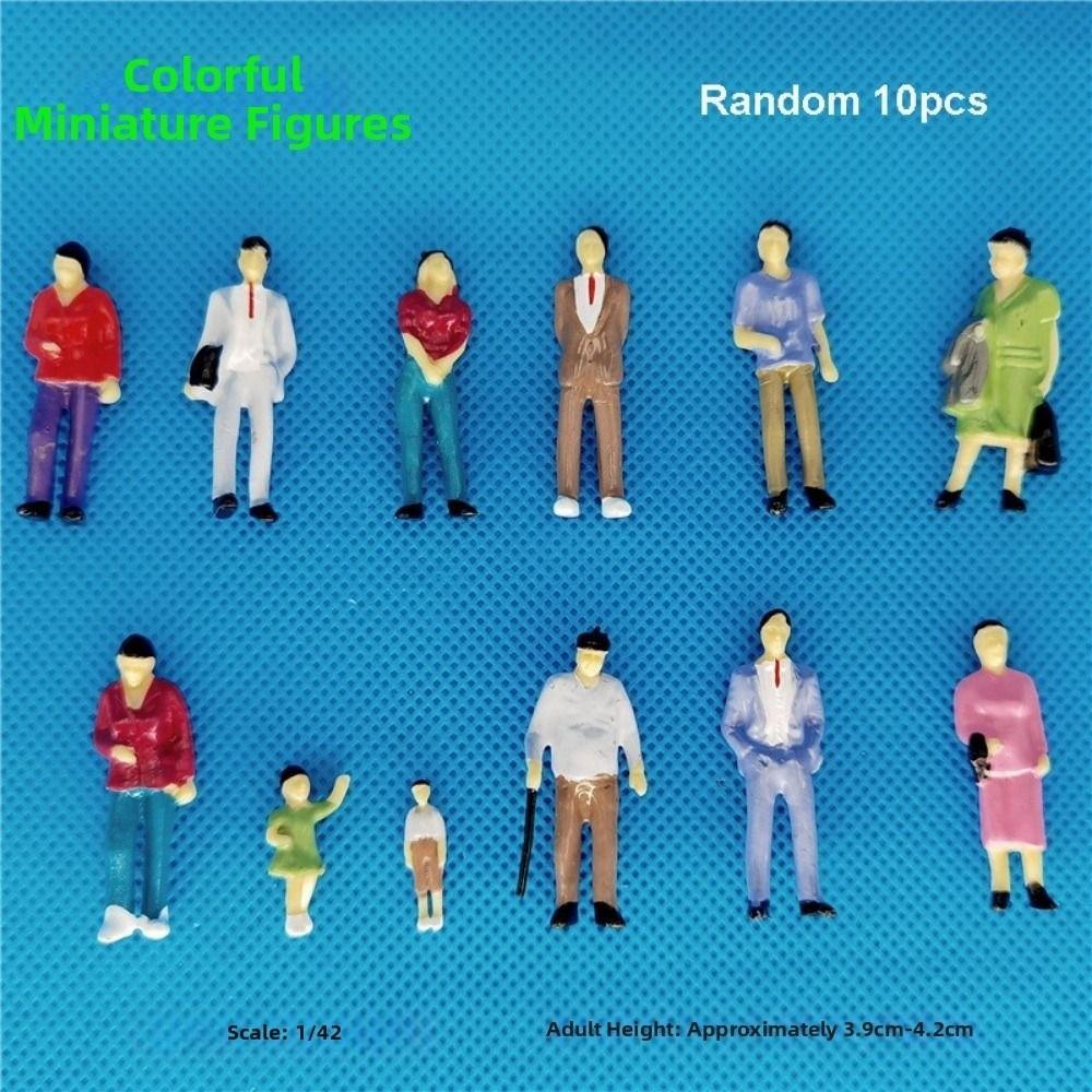 10pcs Mixed Color Building People Mixed Pose Passengers Train Scenery Figures Sand Table Model