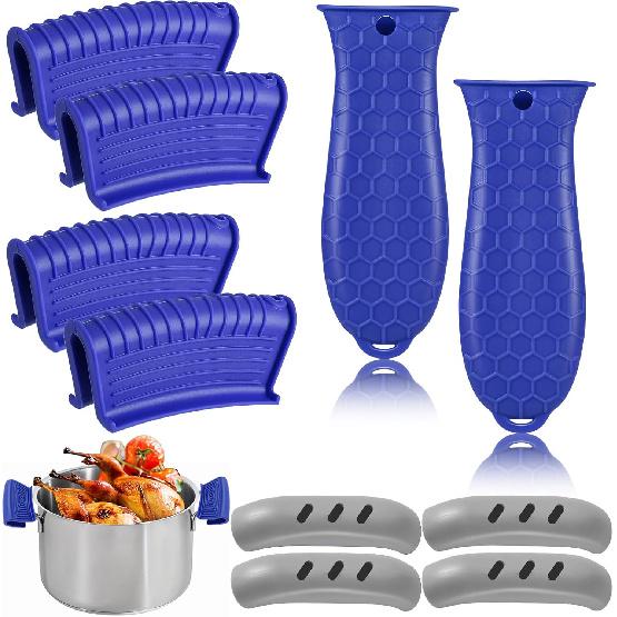 Cast Iron Handle Cover, 10 Packs Silicone Pot Holders, Cast Iron Handle Covers Heat Resistant, Non-Slip Pot Handle Covers, for Frying Cast Iron