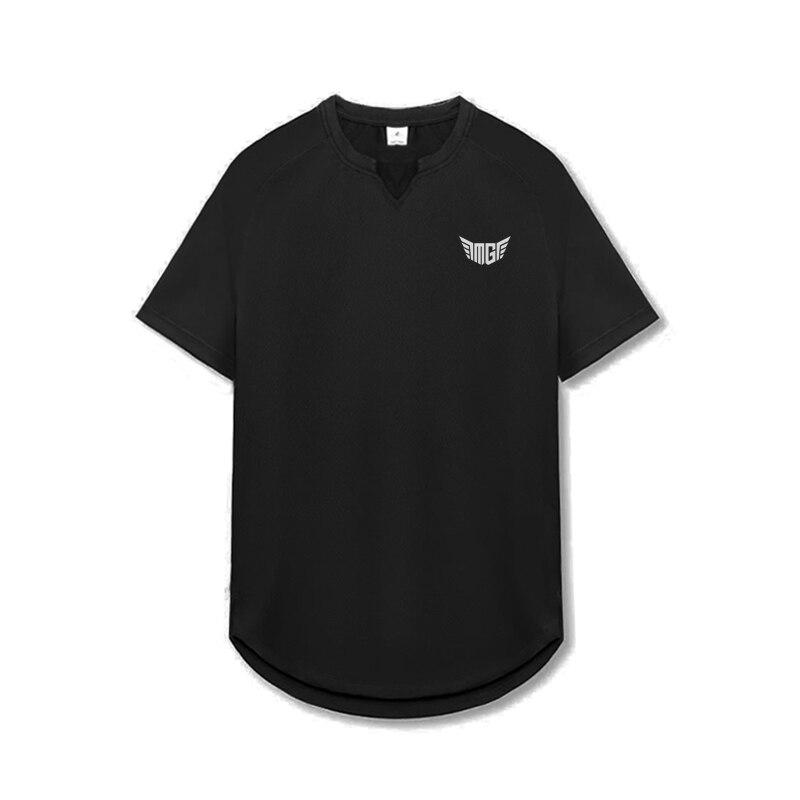 Muscleguys Men's Body-building Short Sleeved T-shirt Slim Fitting Breathable Sweat Absorbing Fitness Suit Sports Casual Tops