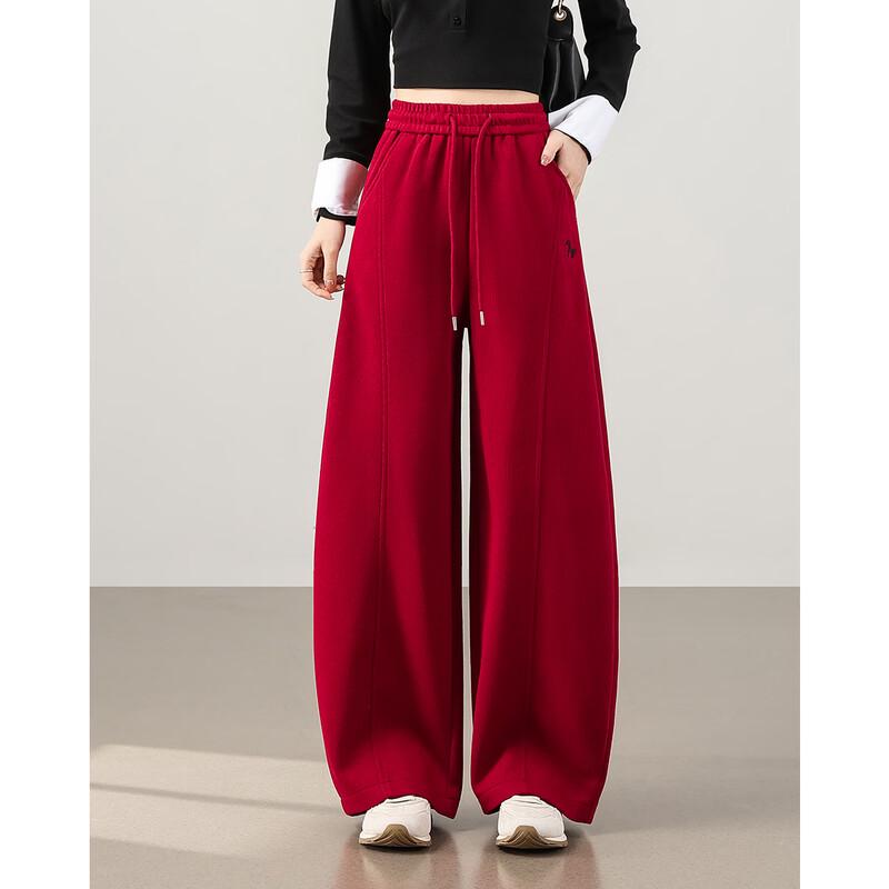 TERRE BLEUE Women's Embroidered Wide-Leg Casual Pants