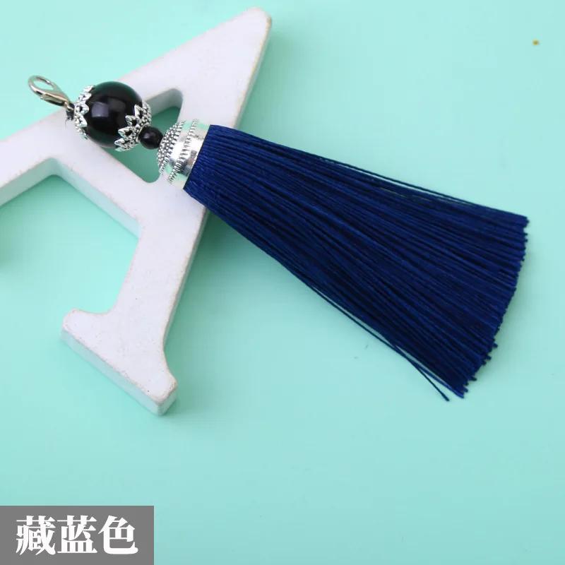 8cm Small Silk Tassel Earrings Pendant Charms Crafts Silver End Caps Tassels Brush for DIY Jewelry Making Accessories 5pc
