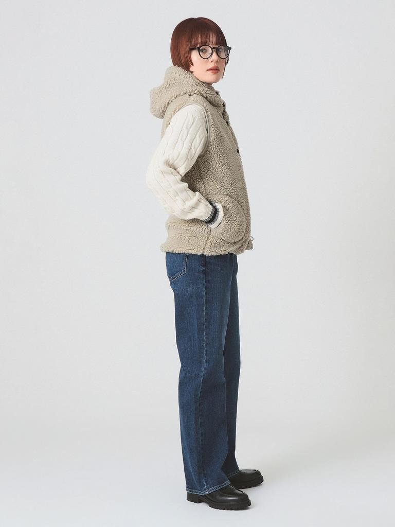 Ray Beams Gymphlex Hooded Boa Vest, Women's, Size 14_TAUPE (NAVY), Size 12