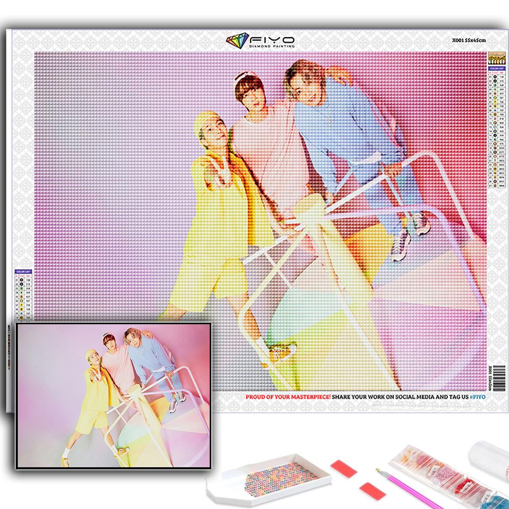 5D DIY Diamond Painting Cross Stitch Korean Boy Group Diamond Embroidery Mosaic Wall Art Home Decoration