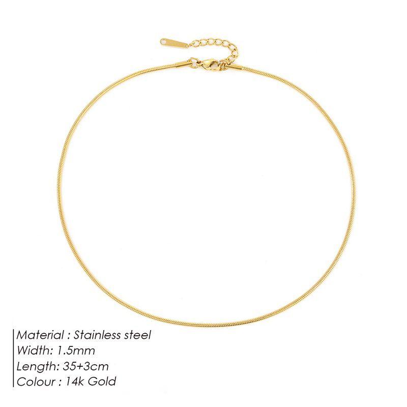 Steel Necklace Round Snake Chain for Women Simple Light Luxury Plain Chain Couple Clavicle Chain European and American Fashion Snake Bone Chain