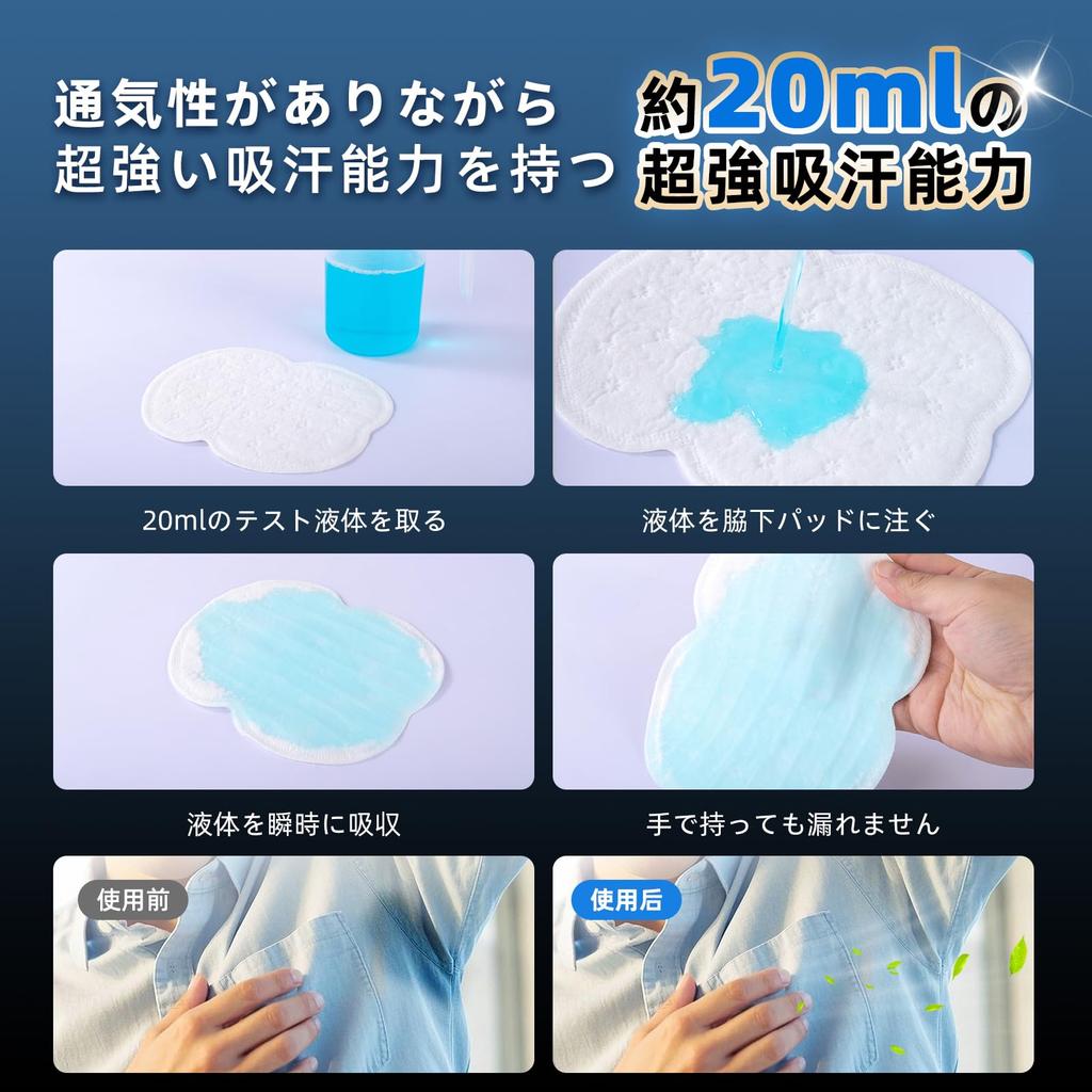 VICSUN Mens Underarm Sweat Pads 40 Sheets XL Size, Large Thin Armpit Absorbent Pads for Shirts and Daily Wear