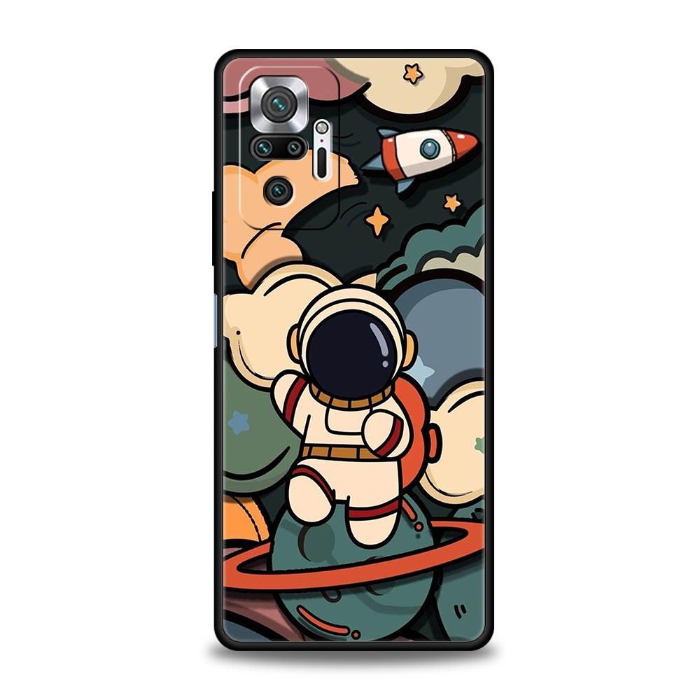 Cartoon Cute Cosmonaut Phone Case Cover for Redmi 14C 10C Note 15 14 13 12 10 11 K40 Pro Plus 5G Shockproof Soft TPU Shell Bags