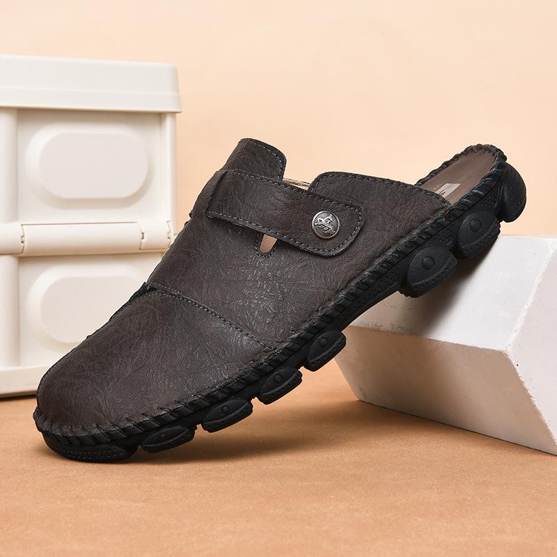 

Сандалии летняя мужская верхняя одежда повседневная нескользящая легкая обувь на мягкой подошве для отдыха на открытом воздухе ленивая обувь 48 темно-серого