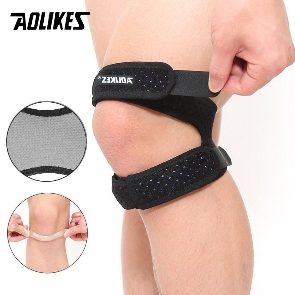 

Aolikes 1Pcs Adjustable Patella Knee Strap With Double Compression Pads Knee Support For Running Basketball Football Cycling