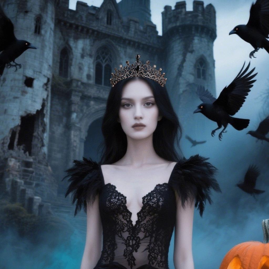 Retro Black Tiara Queen's Halloween Crown  Wedding and Dinner Accessories  Halloween Makeup and Hair Accessories