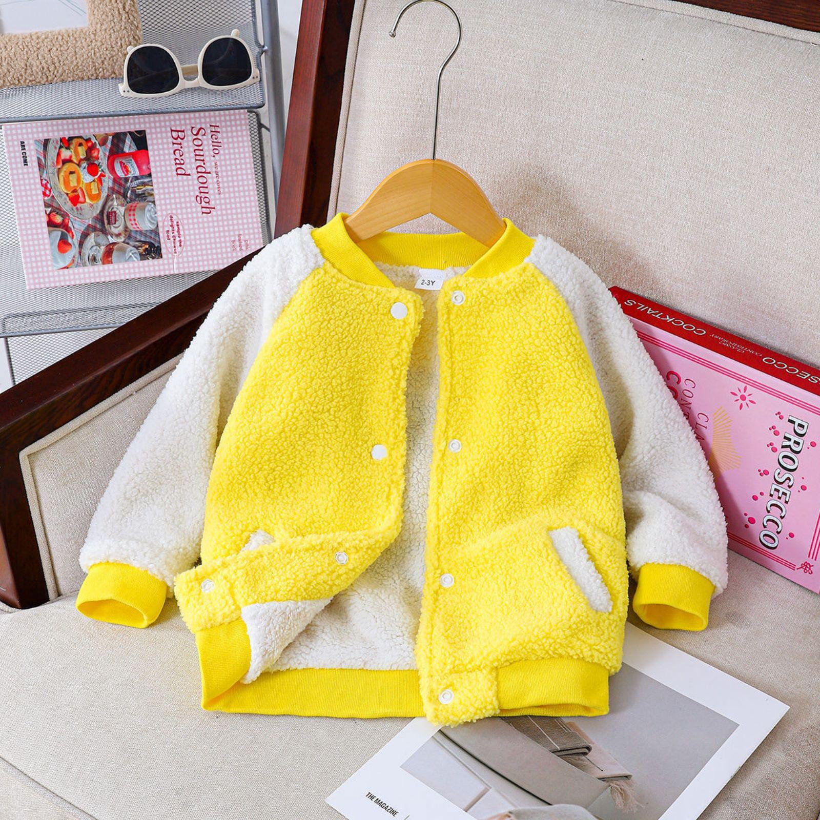 

Детский стильный универсальный комплект из топа и куртки, детская верхняя одежда 6Y жёлтый