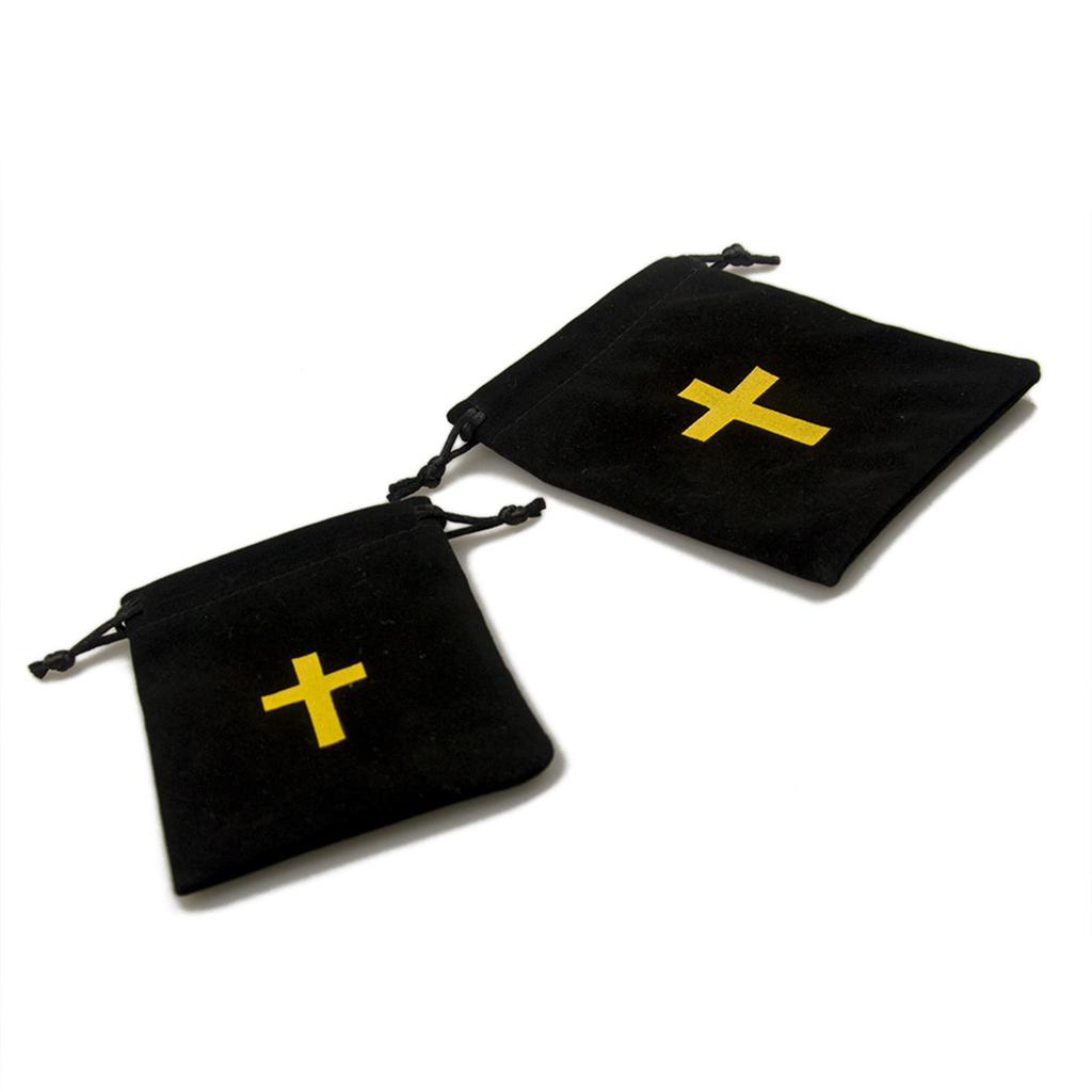 10pcs Velvet Rosary Pouches Velvet Drawstring Bags With Cross Design Velvet Rosary Bags For Jewelry Lovers And Travelers