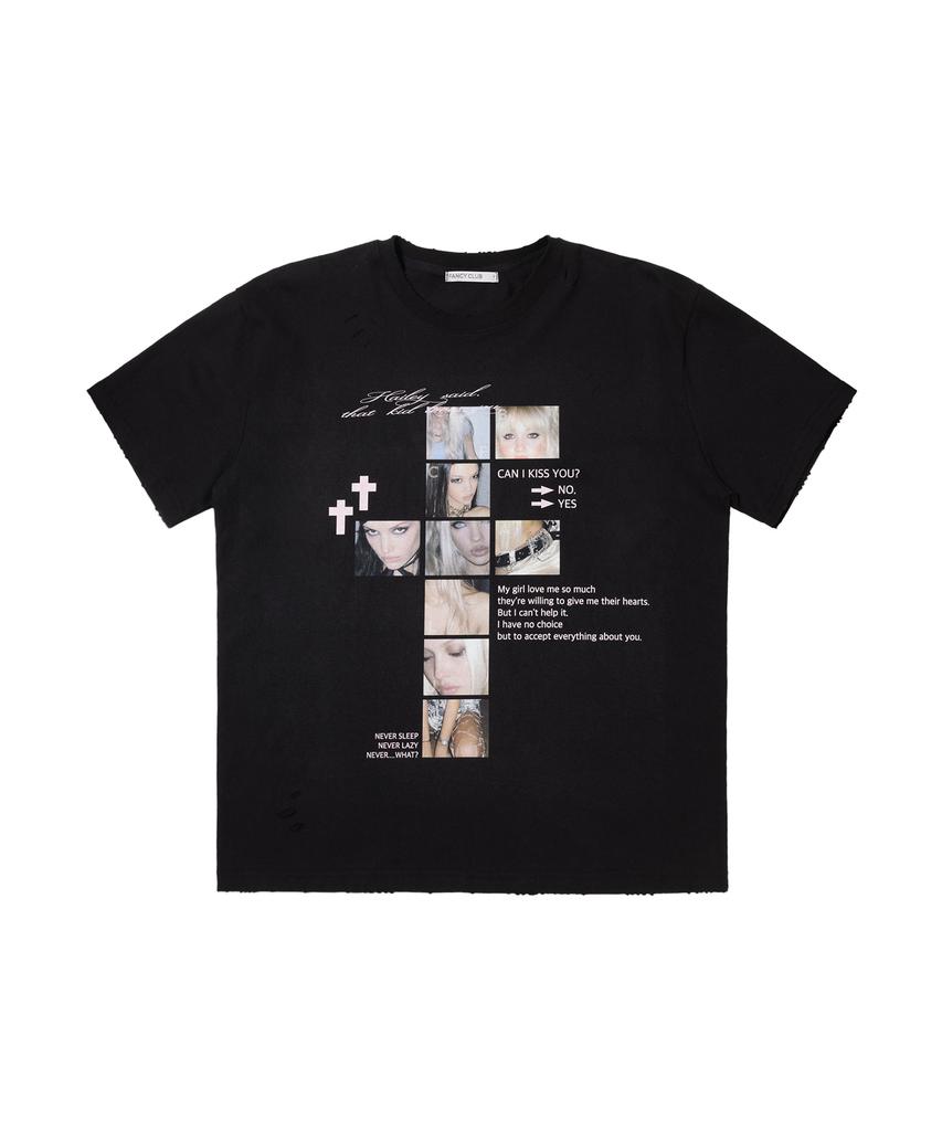 FANCY CLUB Damaged Fearless Tee (Black) F26Qb050