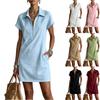Sleeveless Solid Color Dress with Dual Pockets Zipper V Neck Casual Summer Dress for Women Comfortable Fit