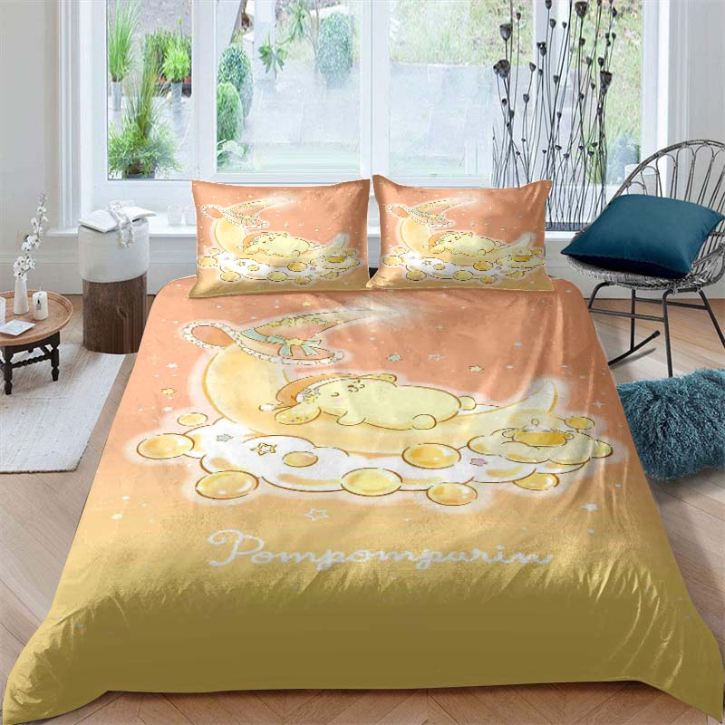 Cute Cartoon (Pom Pom Purin) Printed Bedding Set, Duvet Cover 1, Pillowcase 2, Adult and Children's Bedding Set, Luxury Gift