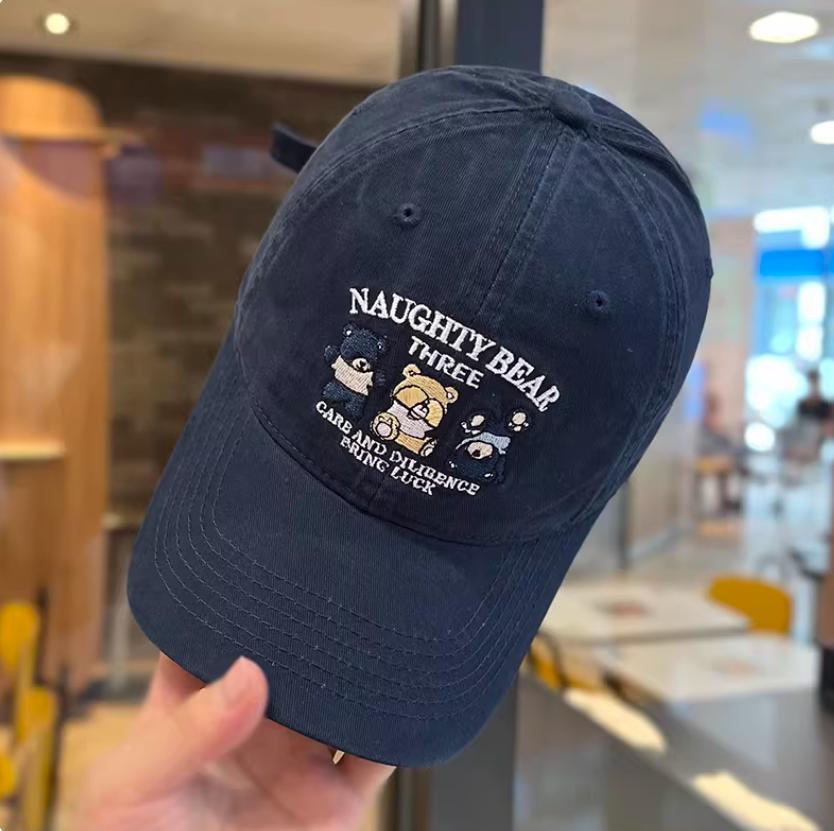 Women's Cotton Baseball Cap Letter Embroidery Color Block Design Korean Retro Style Cute Outdoor Casual Hat