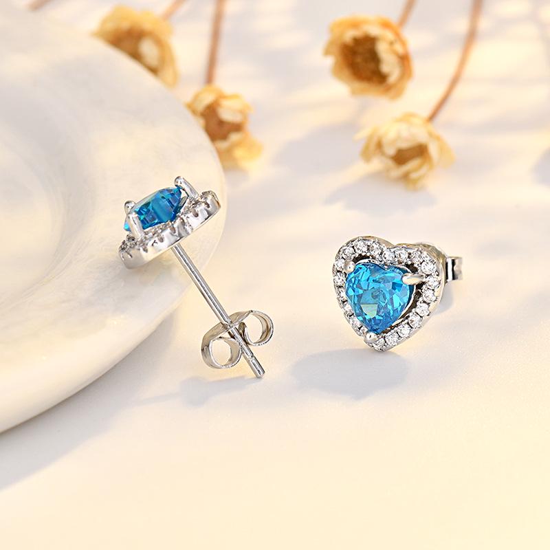 Twelve Constellations Heart-Shaped Stud Earrings with S925 Sterling Silver