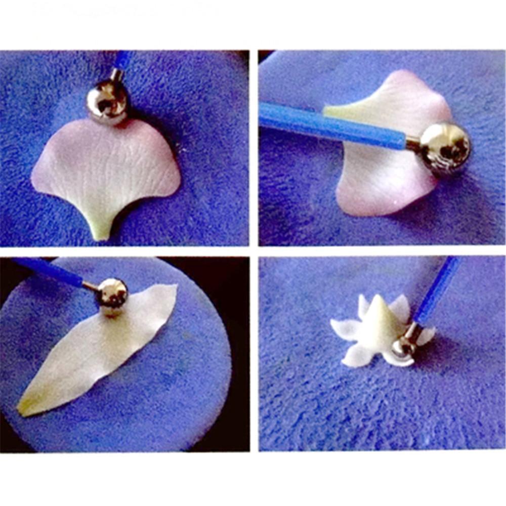 4 Pills Stick Ultralight Clay Soft Pottery Fondant Cake Tools Stainless Steel Baking Petal Ruffle Seamstress Tool Petal Pattern Stick