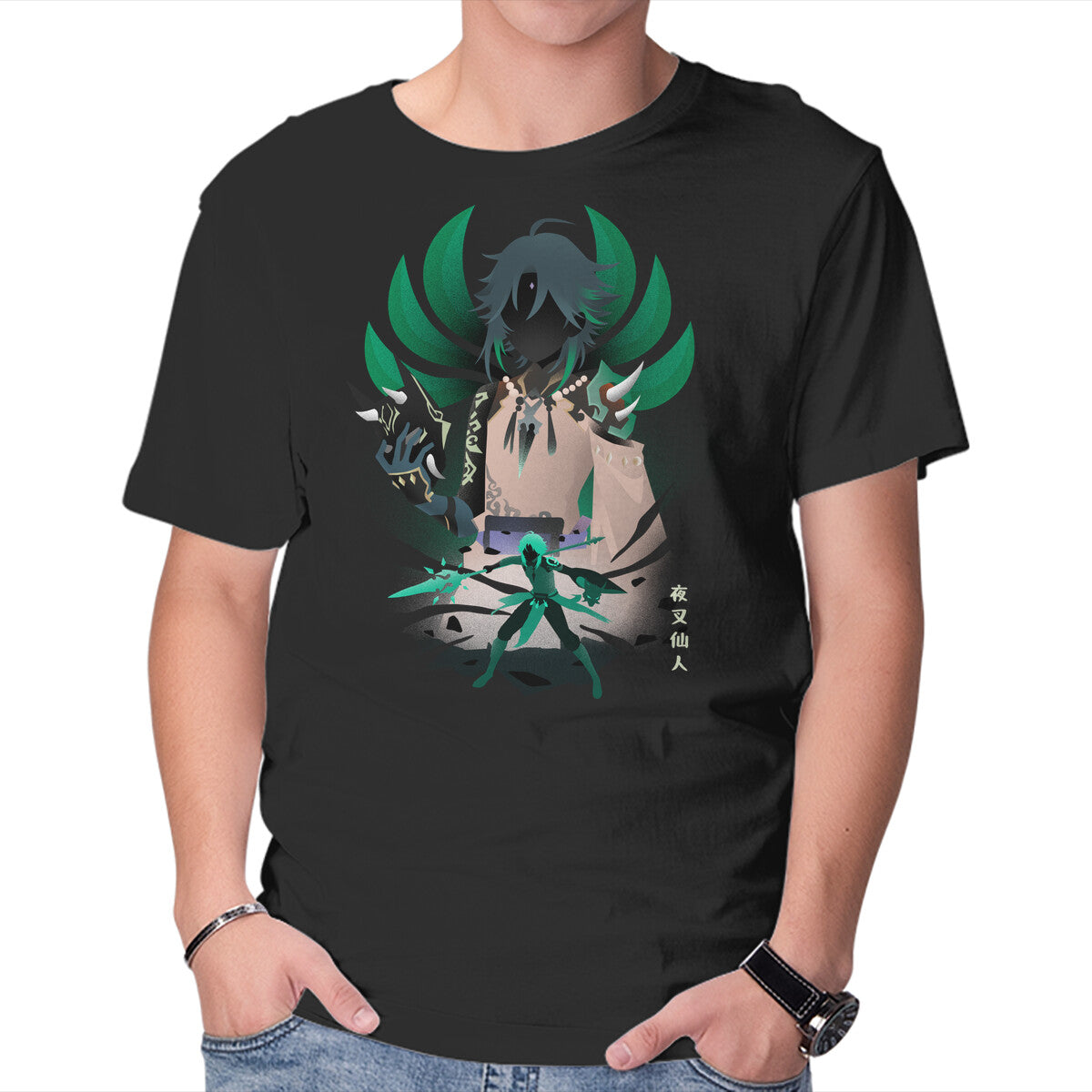 Unisex Crew Neck T-Shirt Mountain Demon Graphic Short Sleeve Casual Tee M