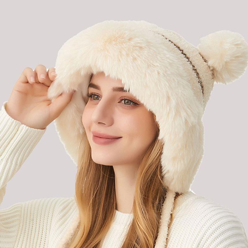 Winter Knitted Hat Women's Fur Ball Wool Hat Sleeve Cap Skullies Beanies Ski Slouchy Cap