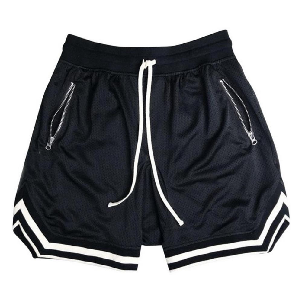 Plus Sizes Trendy Unisex Mesh Basketball Shorts Relaxed Fit Athletic Shorts with Zipper Pockets, Elastic Waist Sporty Shorts for Training & Streetwear
