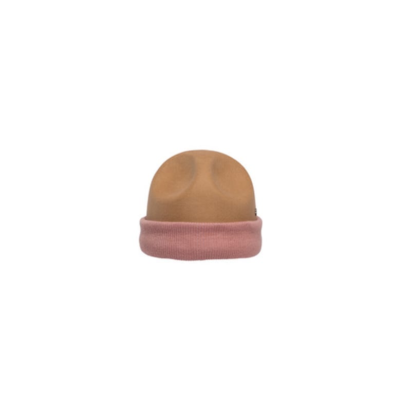 Brown Hat Felt Crown Beanie - Beige