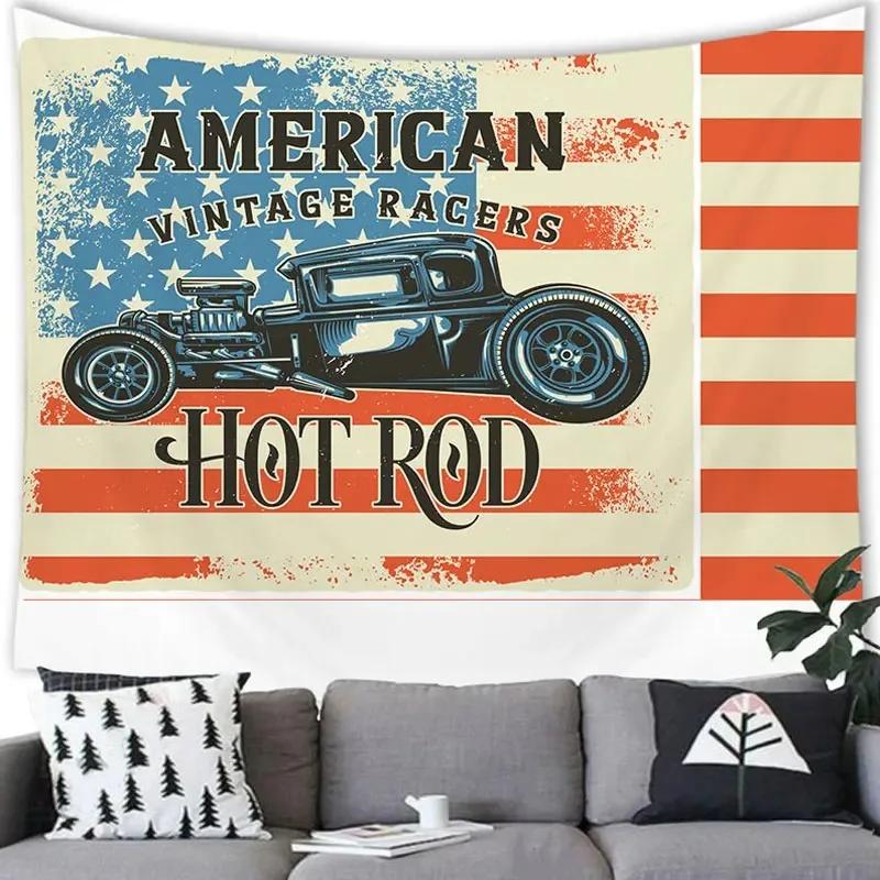 American Retro Car Tapestry Office Living Room Tapestry Home Wall Decoration Tapestry