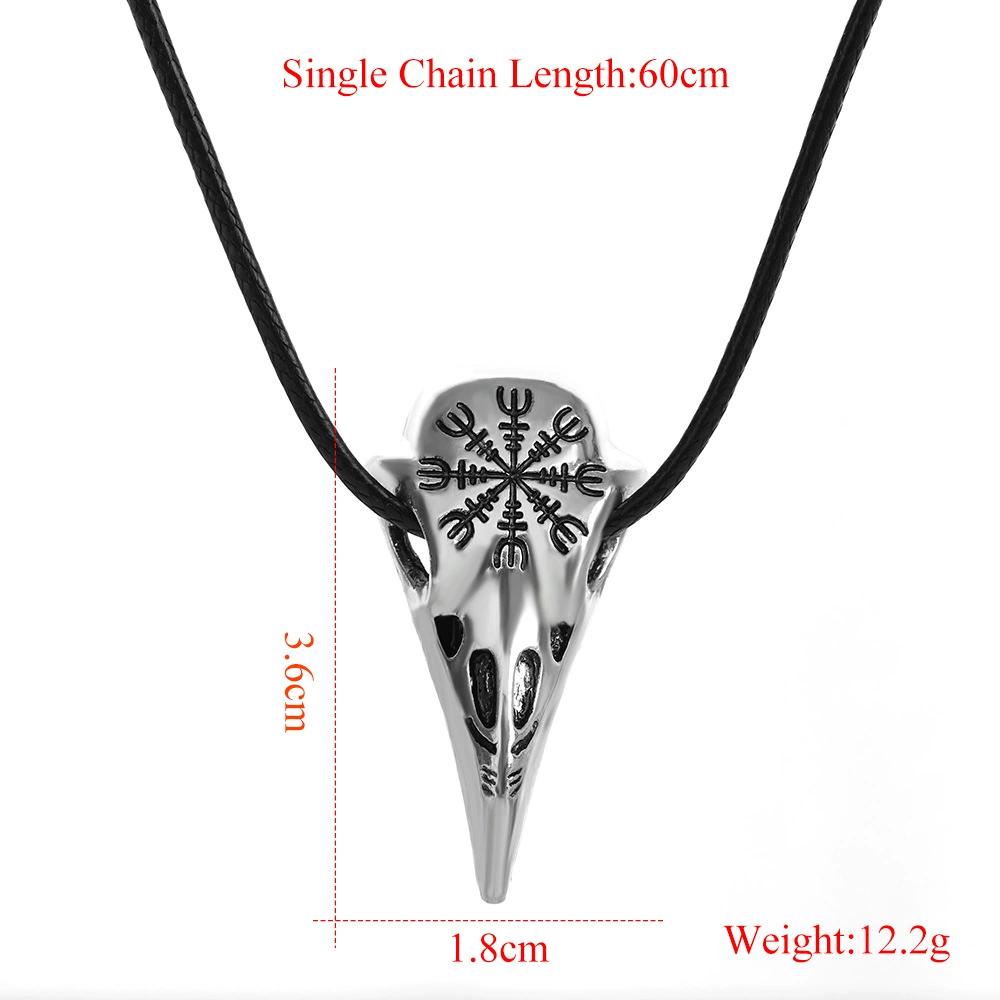 Viking Style 925 Sterling Silver Creative Crow Raven Head Skull Pendant Necklace For Men Women Fine Jewelry