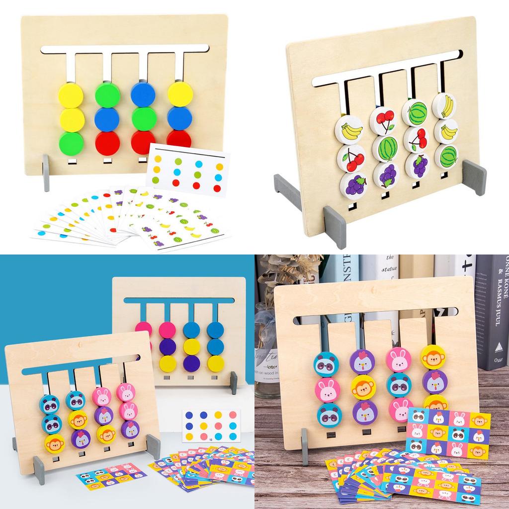 Vierfarben Obst Tier Logikspiel Holz Montessori Lernspielzeug für Kinder