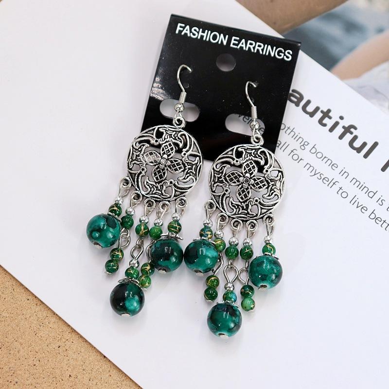Retro Elegant Hollow Long Fringed Earrings Women's Simple Temperament Versatile Earrings Personalized Earrings