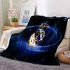 FC Madrid Emblem Flanelldecke, Weiches Polyester, Modernes Design, Ganzjahres für Camping, Reisen, Geschenke für Feiertage oder Geburtstage
